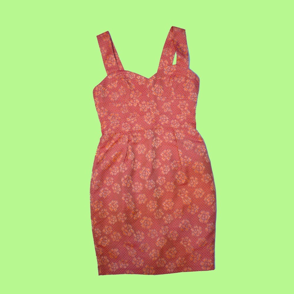 FCUK Neon Orange and Pink Checkered Dress